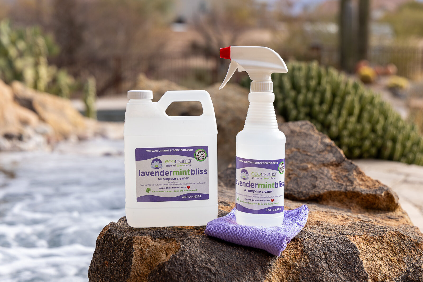 Eco Mama cleaner wiping kitchen counters in a Sun City home with natural cleaning products