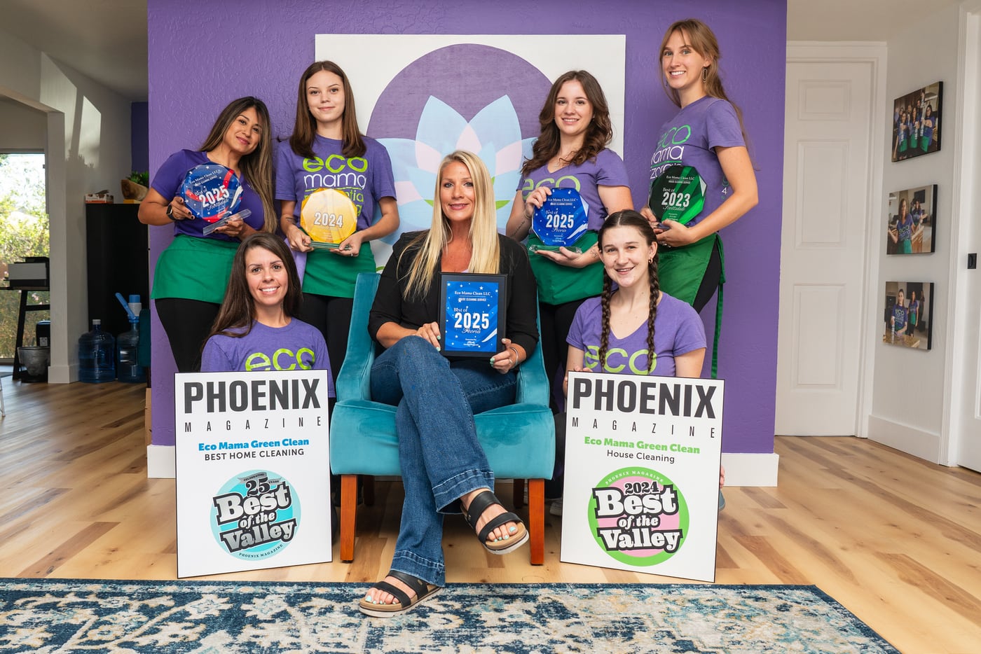 The Eco Mama Green Clean team, a local award-winning cleaning company