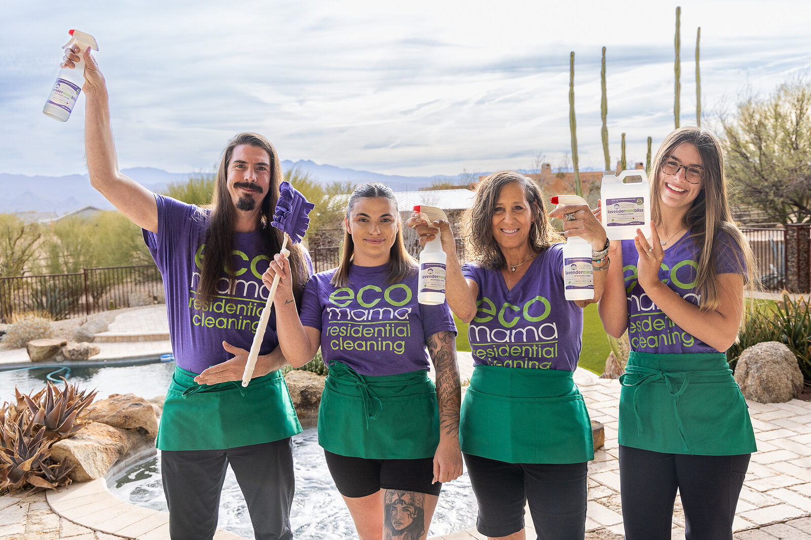 Eco Mama team member cleaning a Tempe home kitchen with eco-friendly products