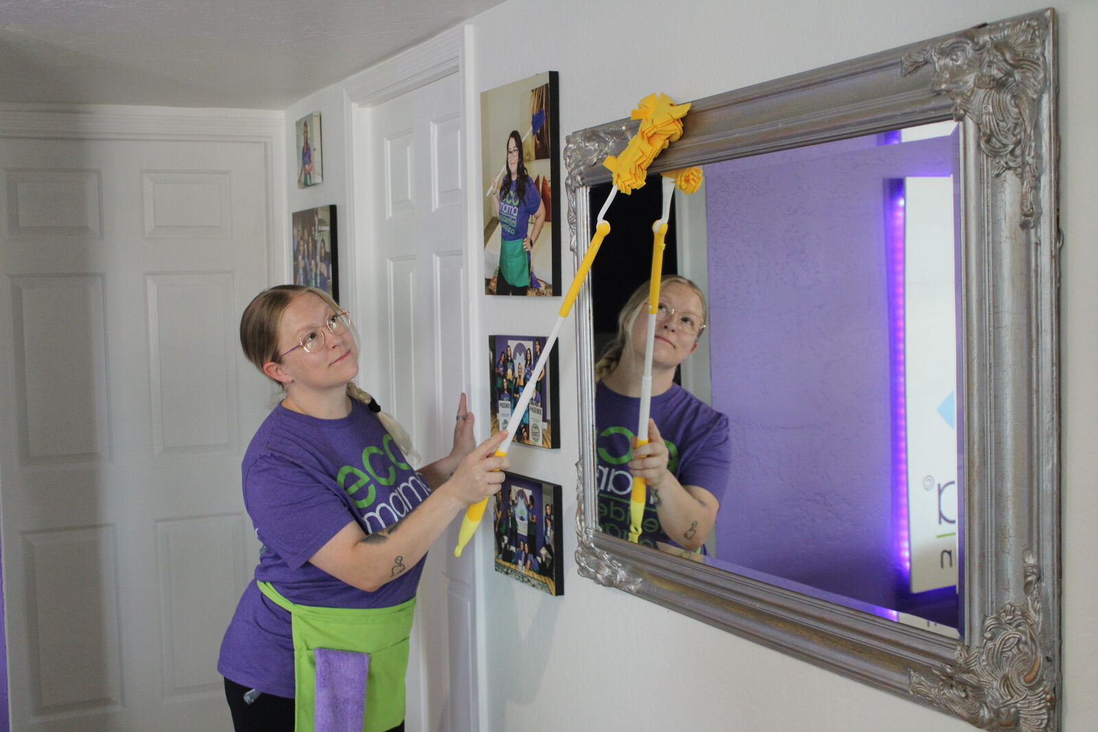 Eco Mama team member reviewing a custom cleaning checklist with a Peoria homeowner